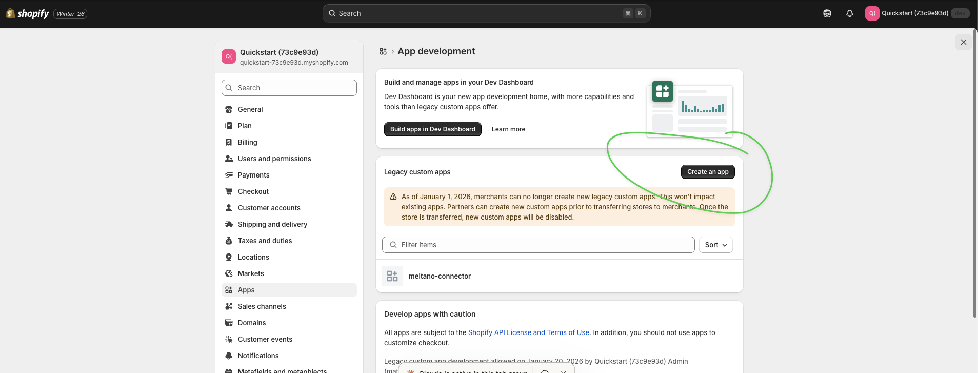 Click Create an app button